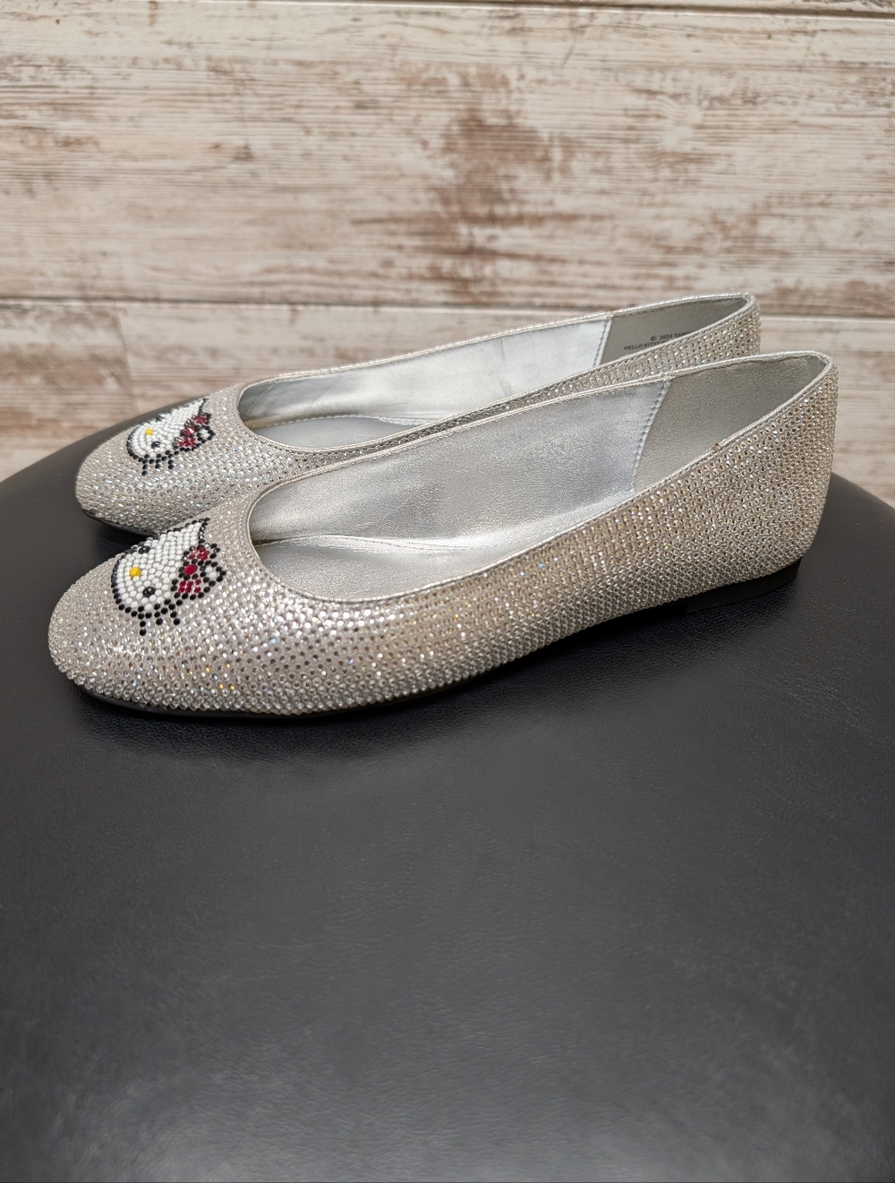 Hello Kitty Katy Perry Silver Flats, New w/Box - 9M